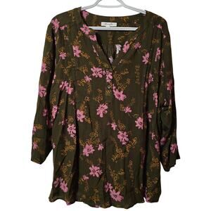 NWOT Stitchfix Monday Fun Green Floral Blouse 1X
